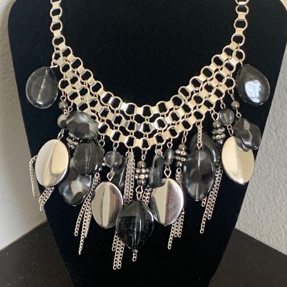 Macy's Black and Silver Statement Necklace - Picture 6 of 7